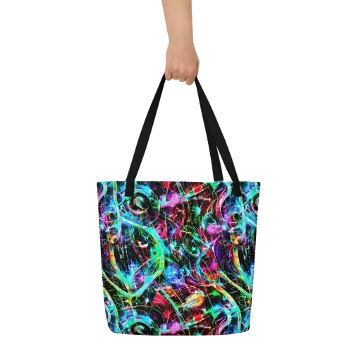 Futuristic Fever on a Large Tote Bag W/ Pocket
