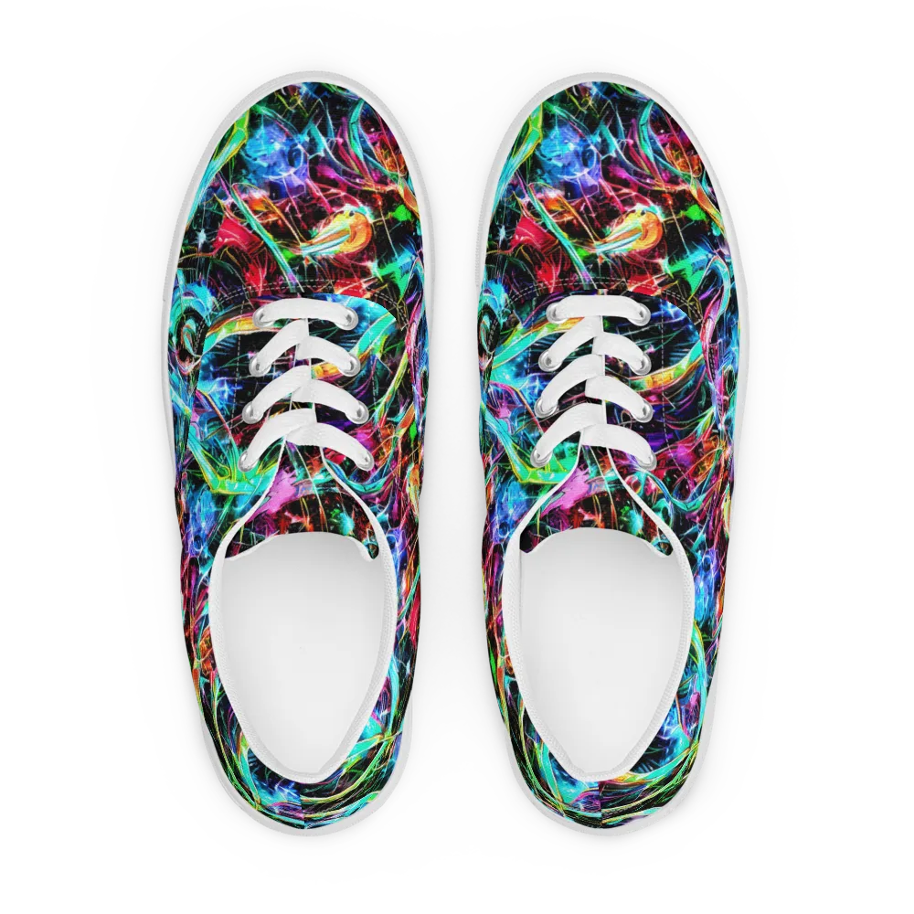 Futuristic Fever on Men's Lace-Up Canvas Shoes — Front