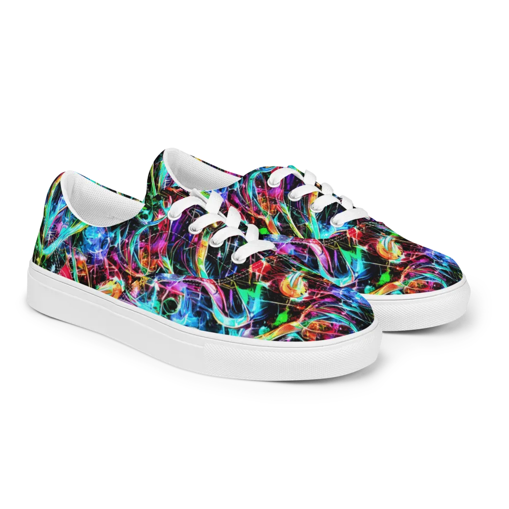 Futuristic Fever on Men's Lace-Up Canvas Shoes — Right Front