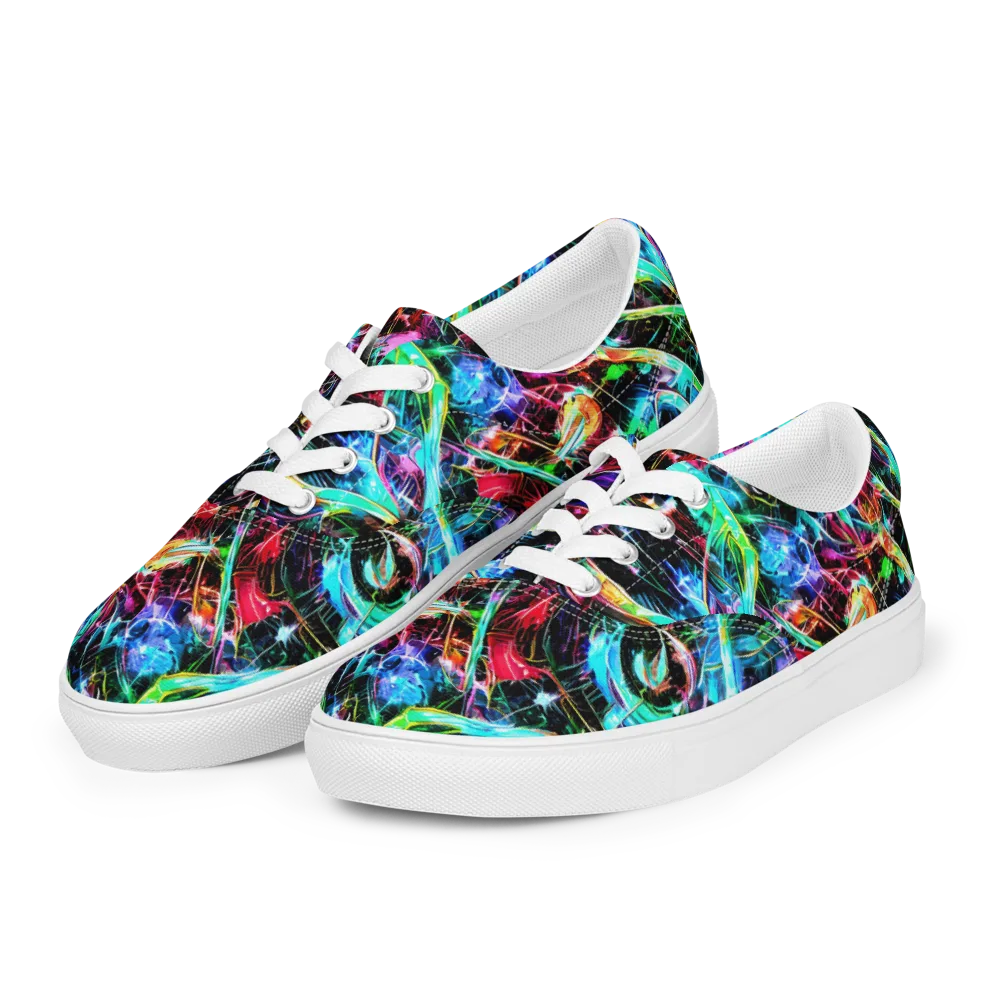 Futuristic Fever on Men's Lace-Up Canvas Shoes — Left Front