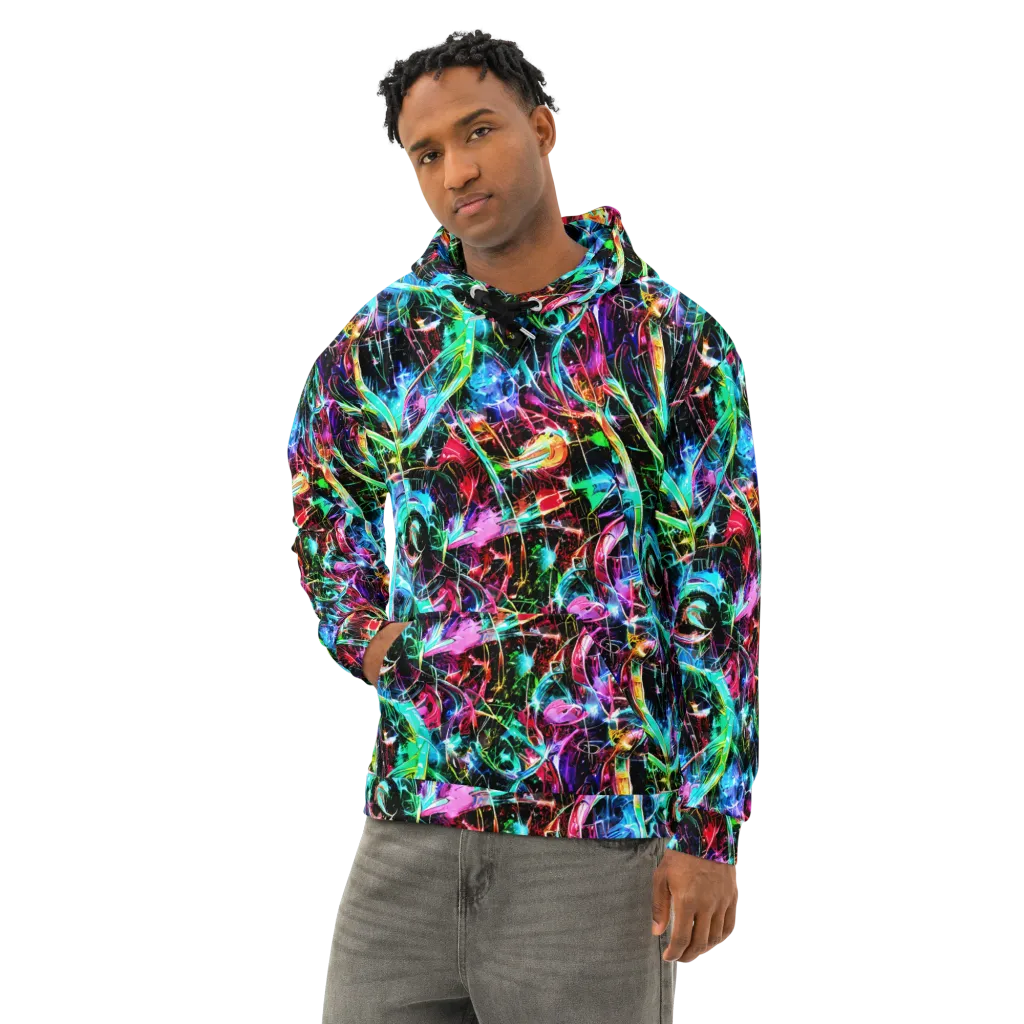 Futuristic Fever on Cotton Hoodie — Left Front