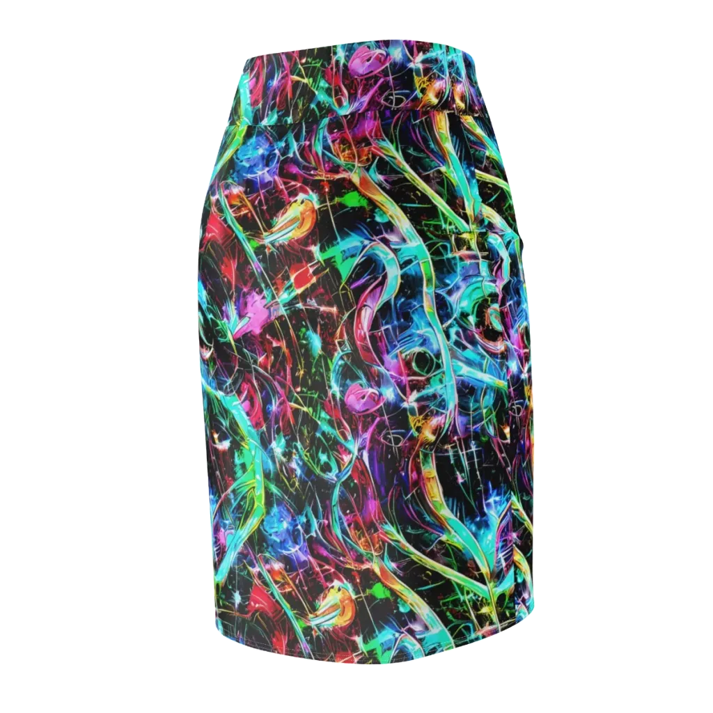 Futuristic Fever on Pencil Skirt — Back Side