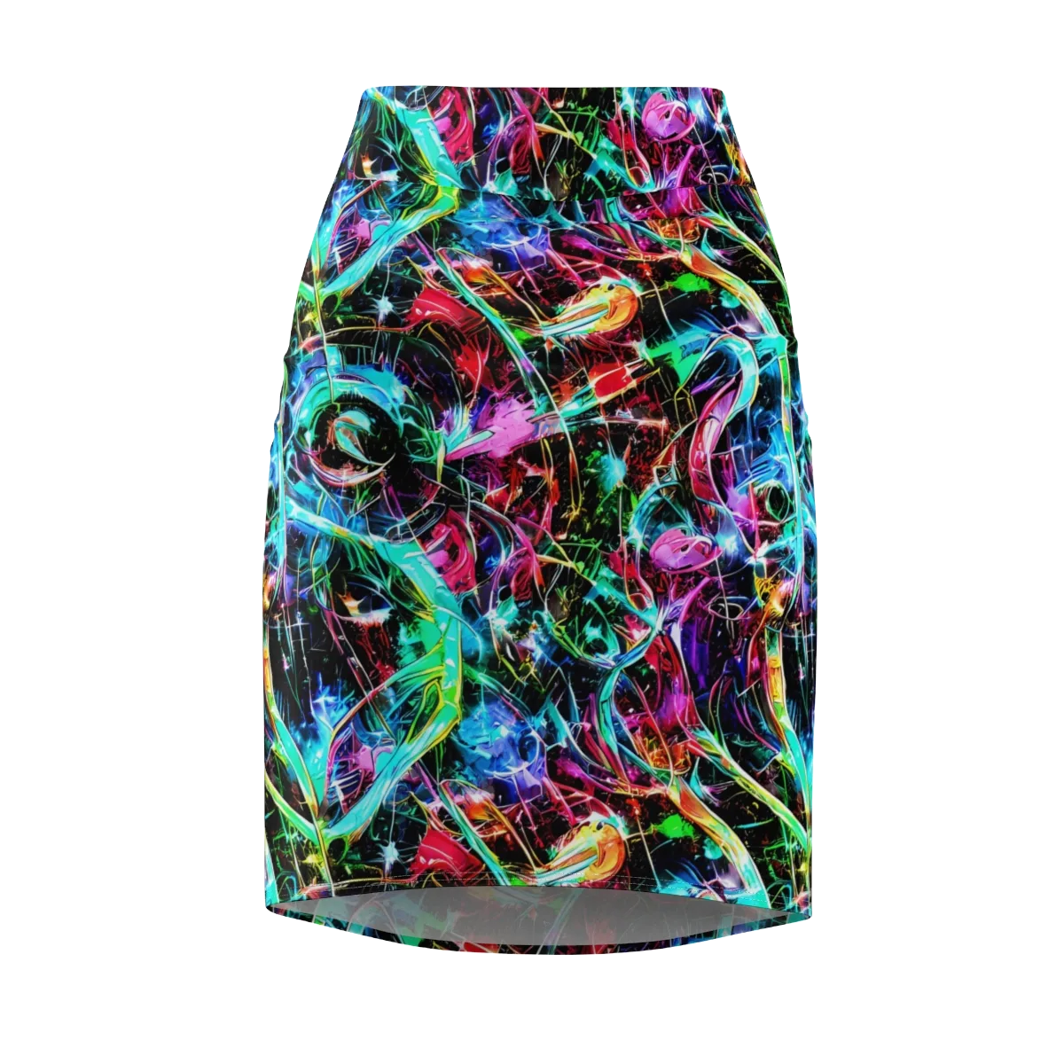 Futuristic Fever on Pencil Skirt — Front