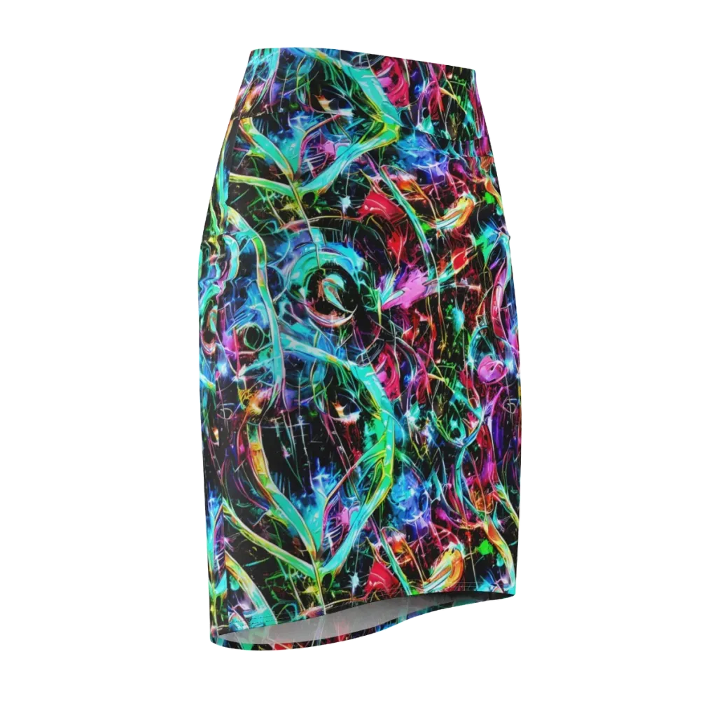 Futuristic Fever on Pencil Skirt — Front Side