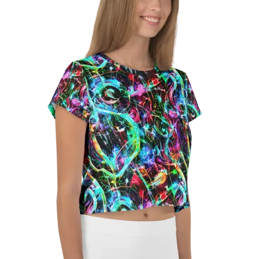 Futuristic Fever on a Crop Tee