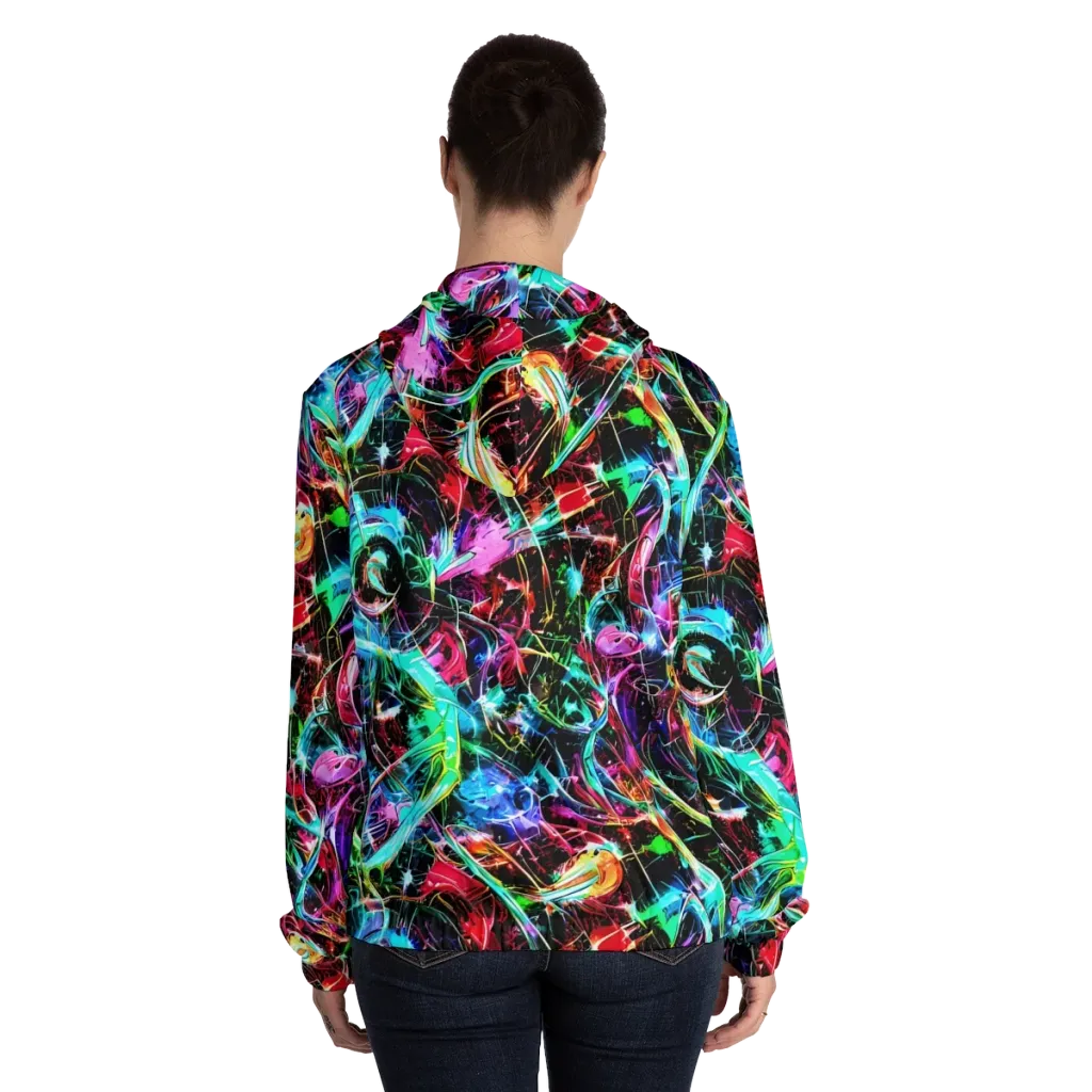 Futuristic Fever on Women's Full-Zip Hoodie — Back On Person