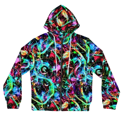 Futuristic Fever on a Women's Full-Zip Hoodie