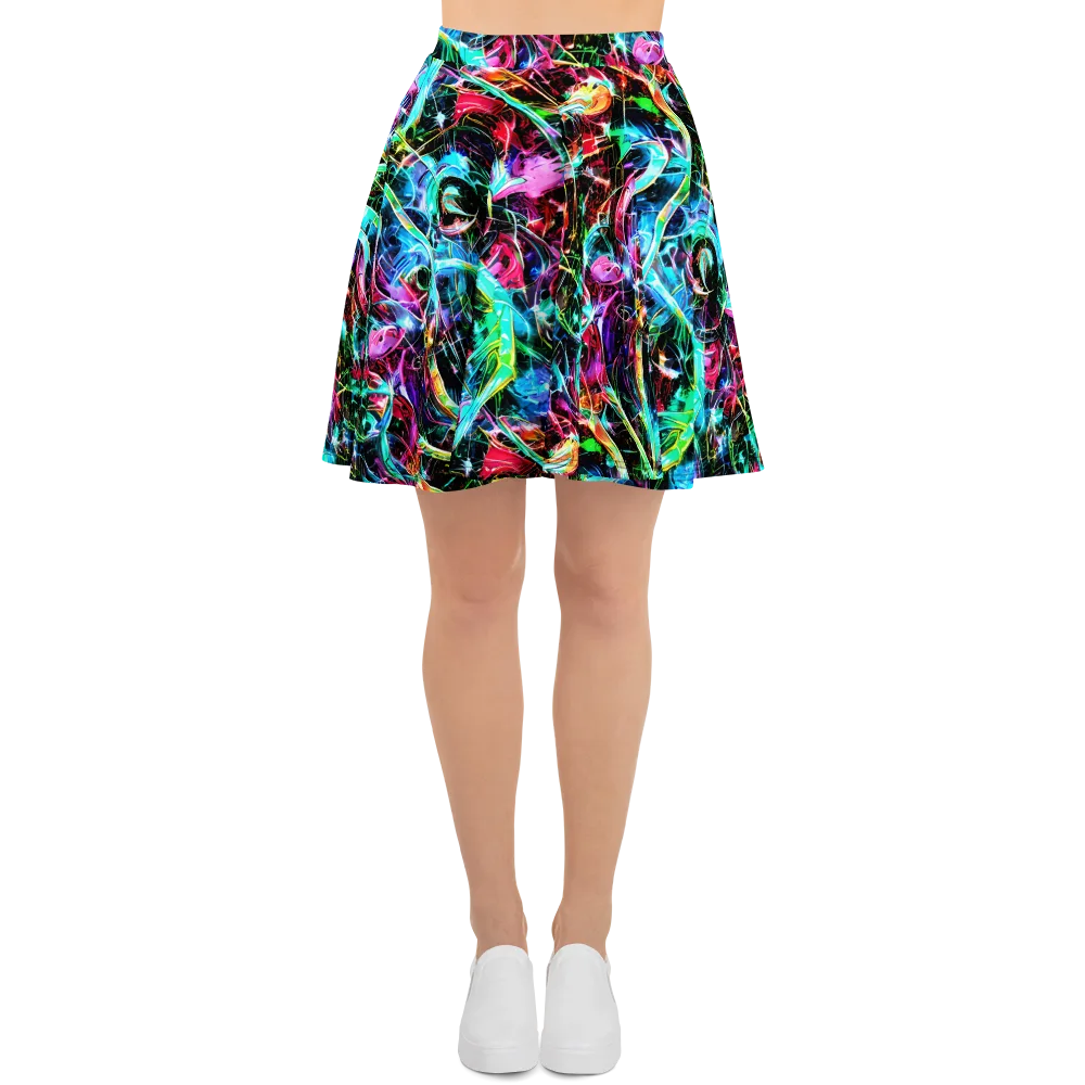 Futuristic Fever on Skater Skirt — Front