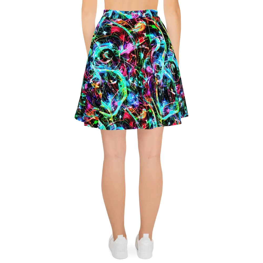 Futuristic Fever on Skater Skirt — Back