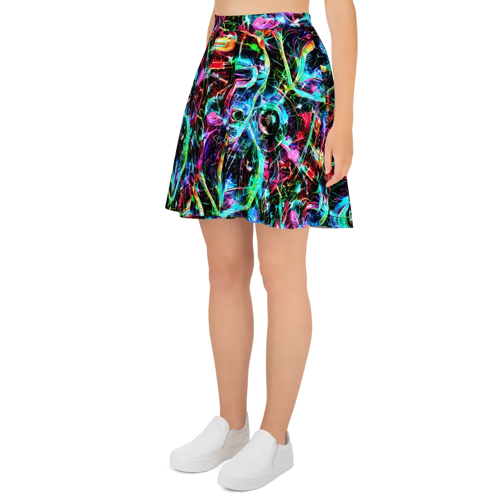 Futuristic Fever on Skater Skirt — Left