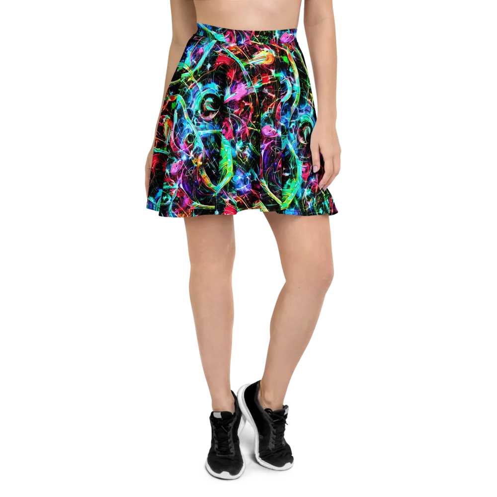 Futuristic Fever on Skater Skirt — Front