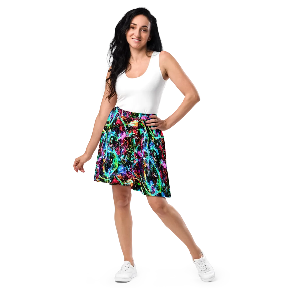Futuristic Fever on Skater Skirt — Front