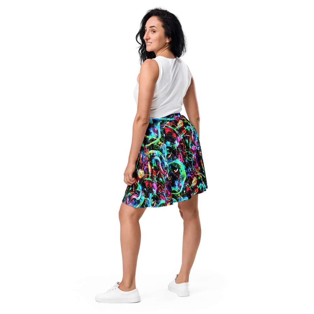 Futuristic Fever on Skater Skirt — Back