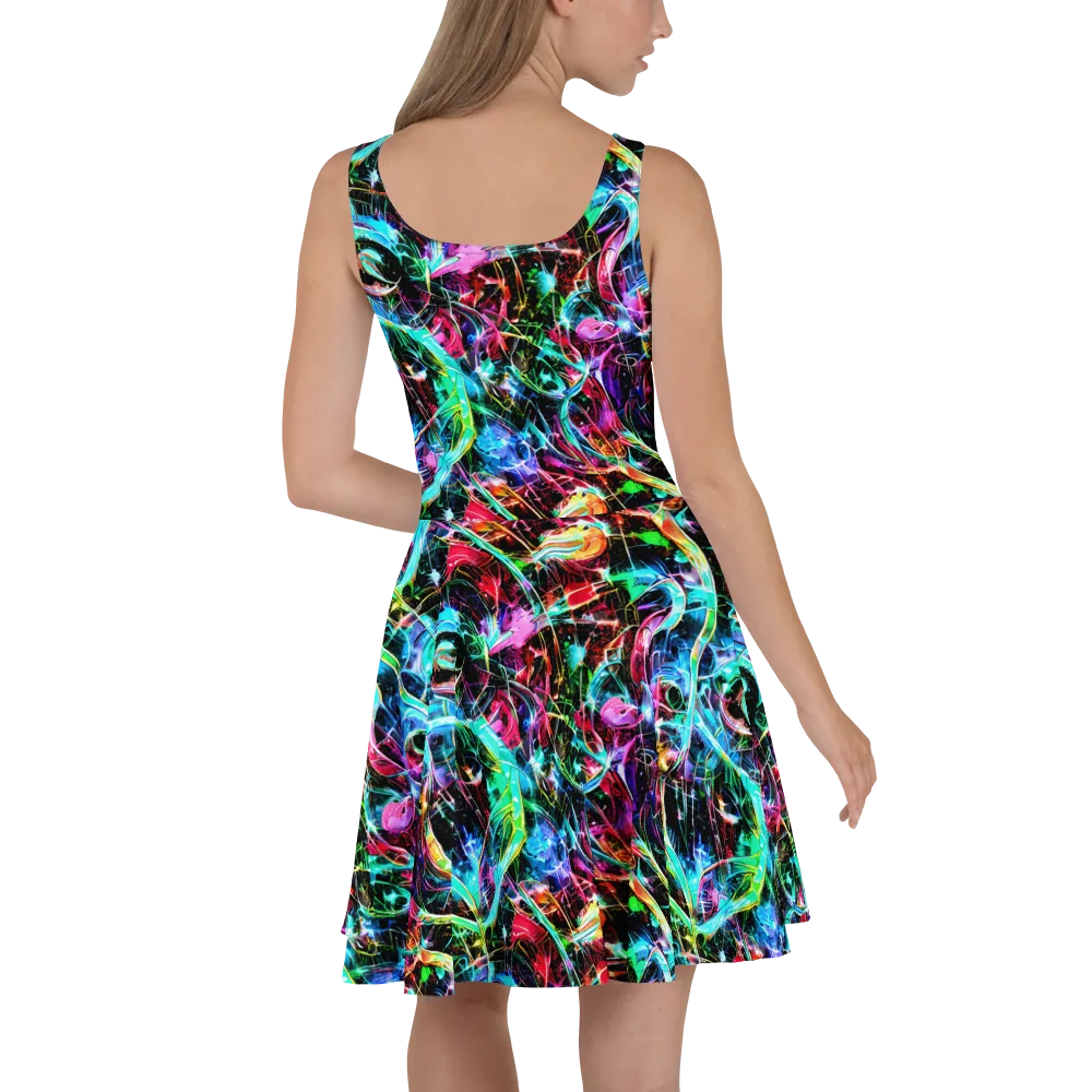 Futuristic Fever on Skater Dress — Back