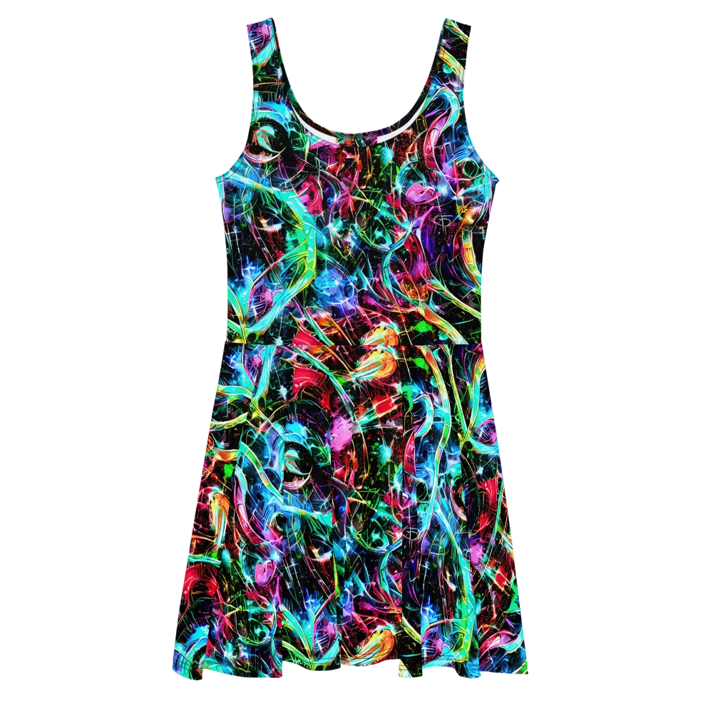 Futuristic Fever on Skater Dress — Front