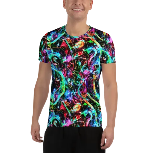 Futuristic Fever on a Men's Athletic T-Shirt