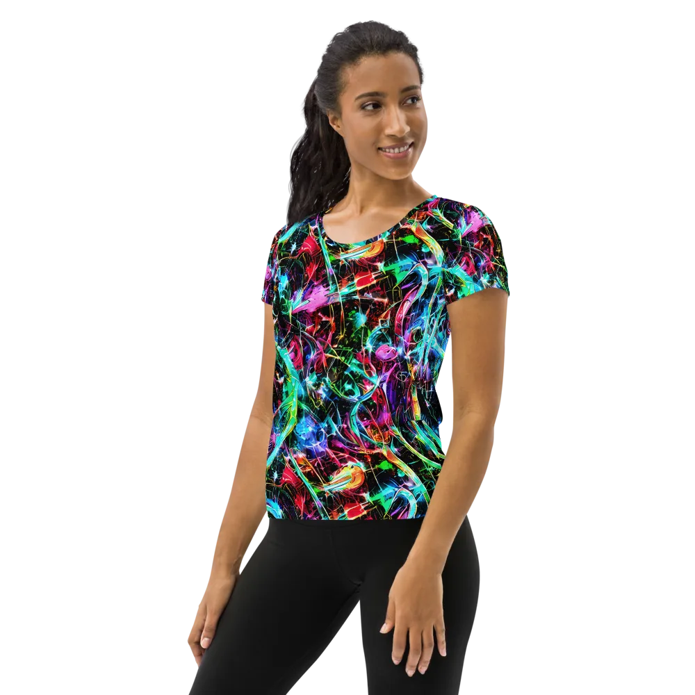 Futuristic Fever on Women's Athletic T-Shirt — Left