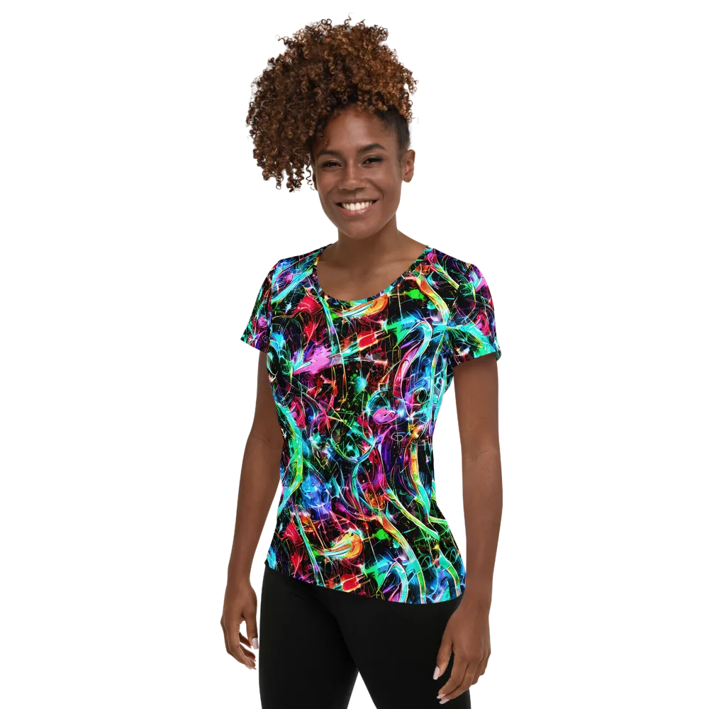 Futuristic Fever on Women's Athletic T-Shirt — Left