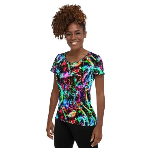 Futuristic Fever on a Women's Athletic T-Shirt