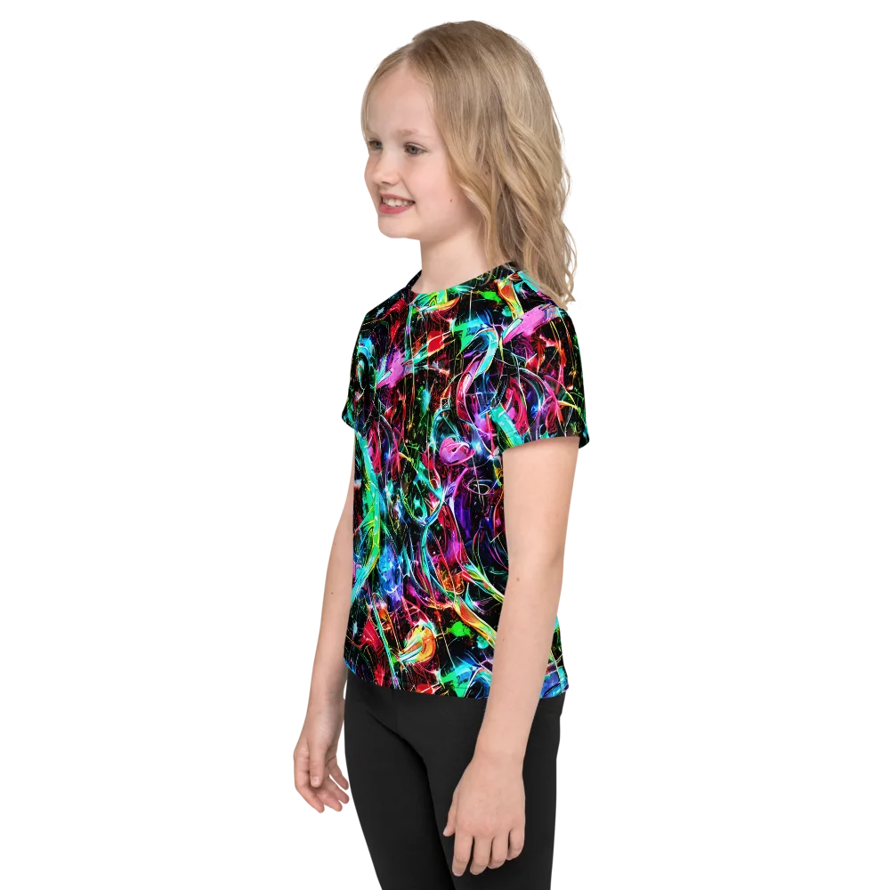 Futuristic Fever on Kids Crew Neck T-Shirt — Left