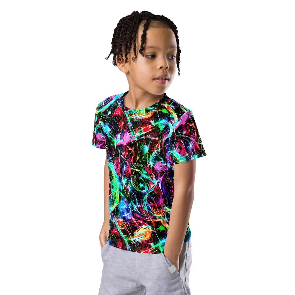 Futuristic Fever on Kids Crew Neck T-Shirt — Left Front