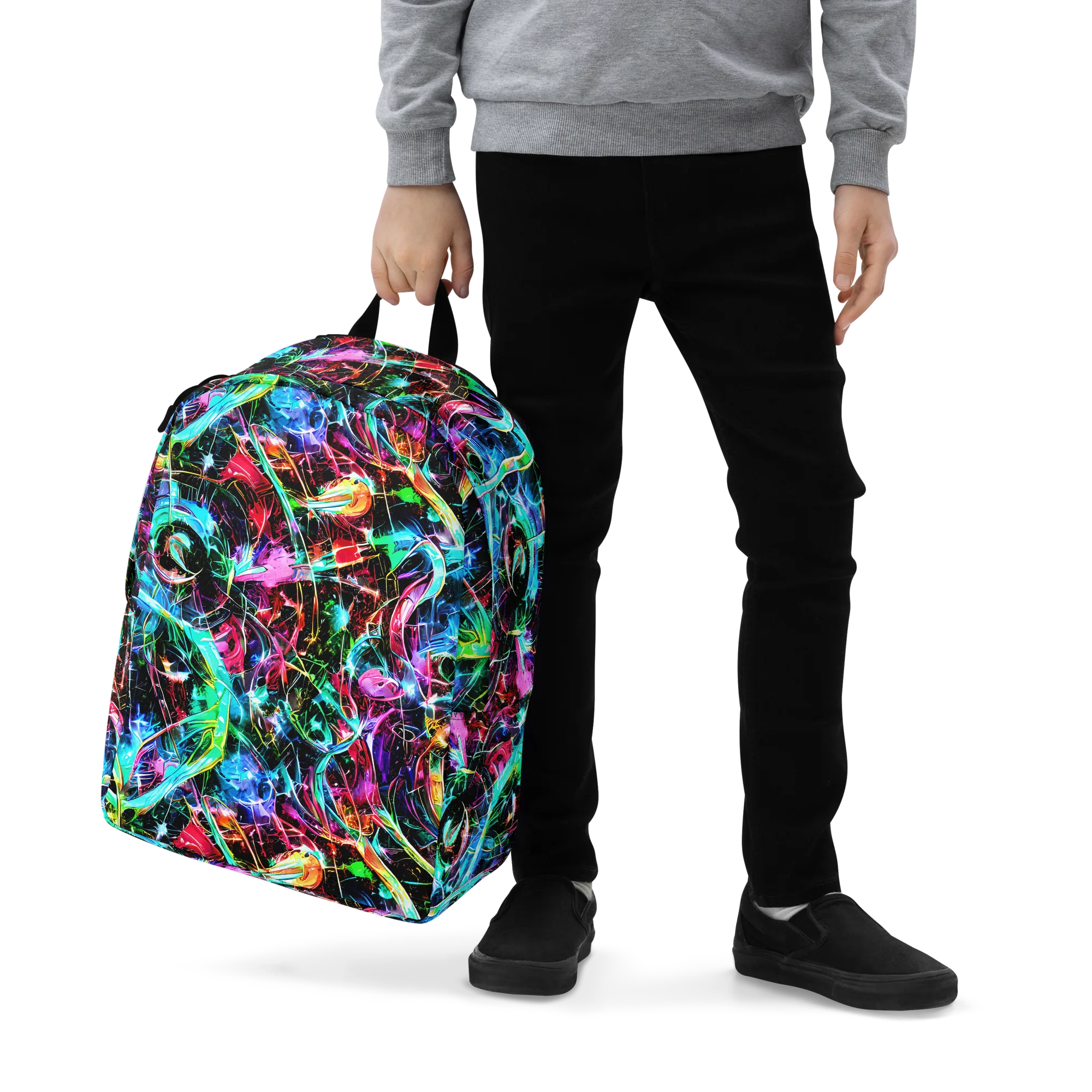 Futuristic Fever on Minimalist Backpack — Zoomed-in