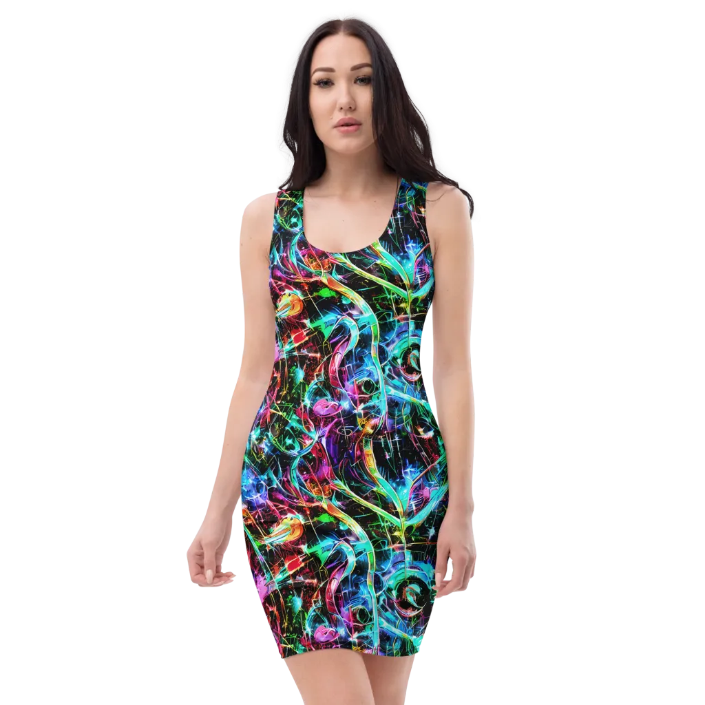 Futuristic Fever on Bodycon Dress — Front