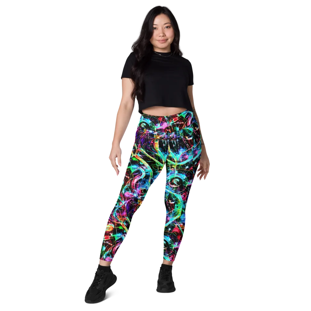 Futuristic Fever on Leggings with Pockets — Front