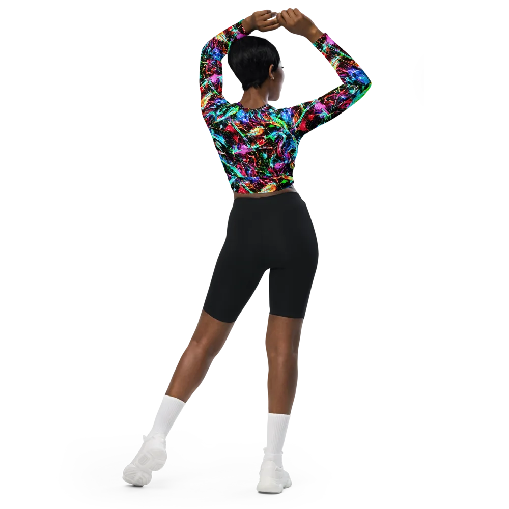 Futuristic Fever on Long Sleeve Crop Top — Back