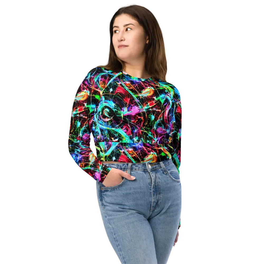 Futuristic Fever on Long Sleeve Crop Top — Front