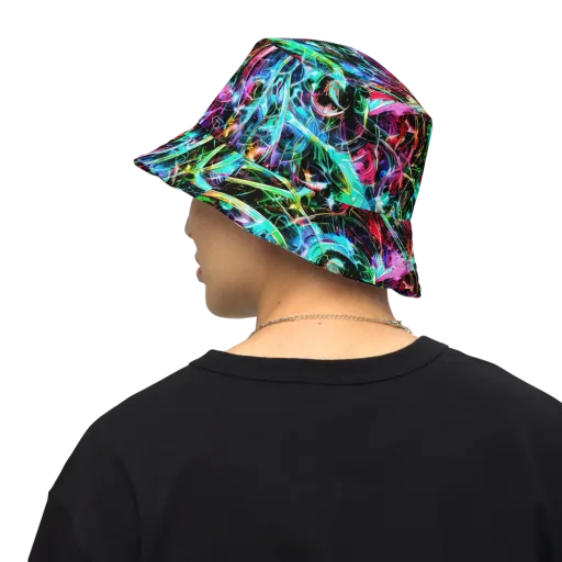 Futuristic Fever on a Reversible Bucket Hat