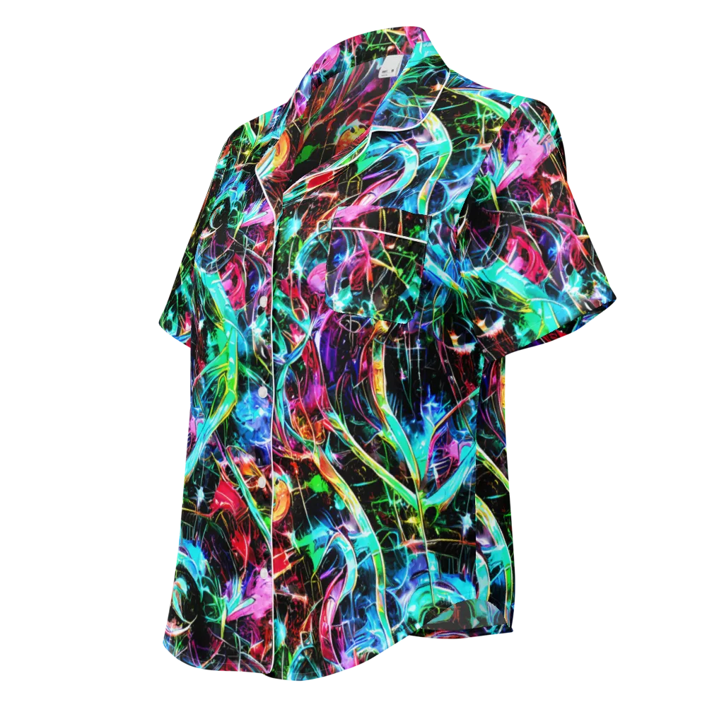 Futuristic Fever on Women's Short Sleeve Pajama Top — Left Front