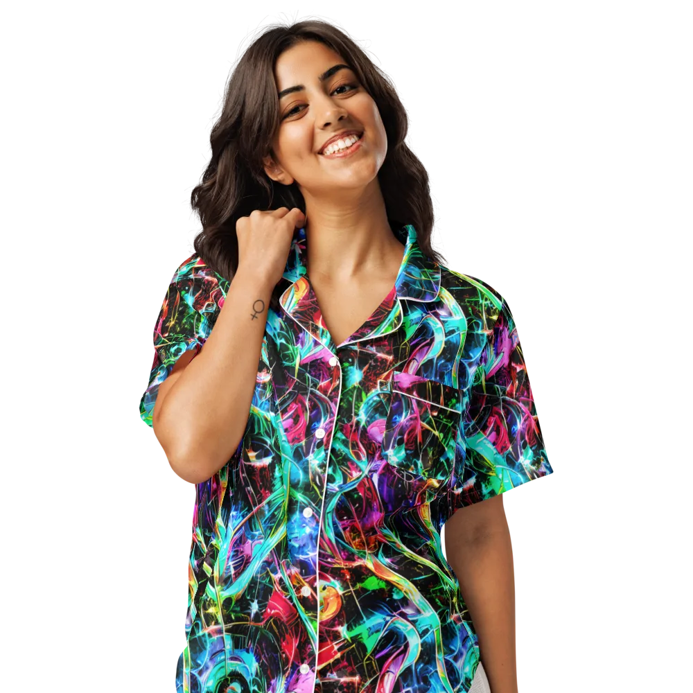 Futuristic Fever on Women's Short Sleeve Pajama Top — Front