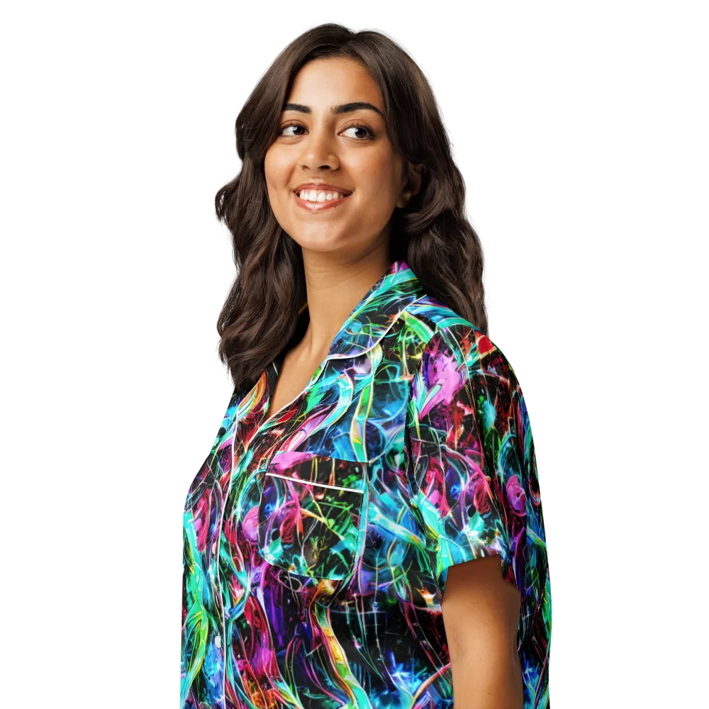 Futuristic Fever on Women's Short Sleeve Pajama Top — Left Front