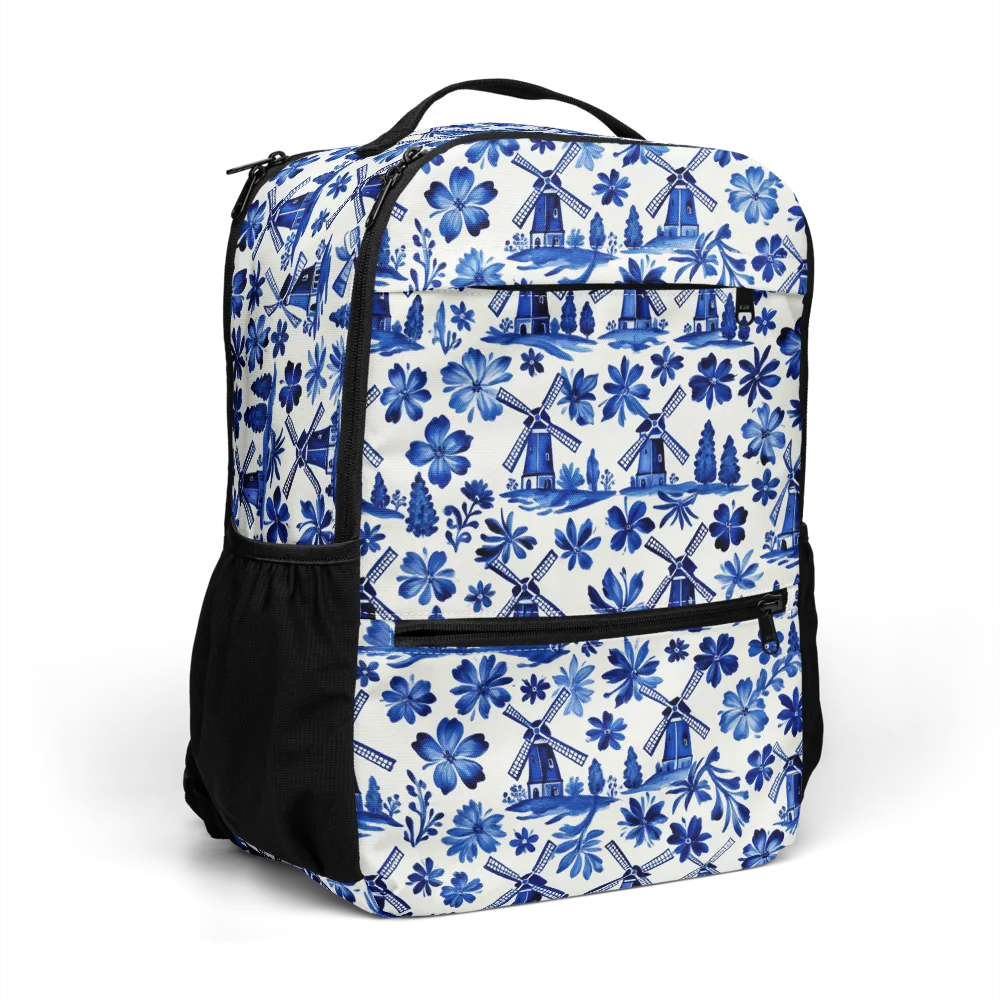 Cobalt Windmill Garden on Utility Backpack — Right Front