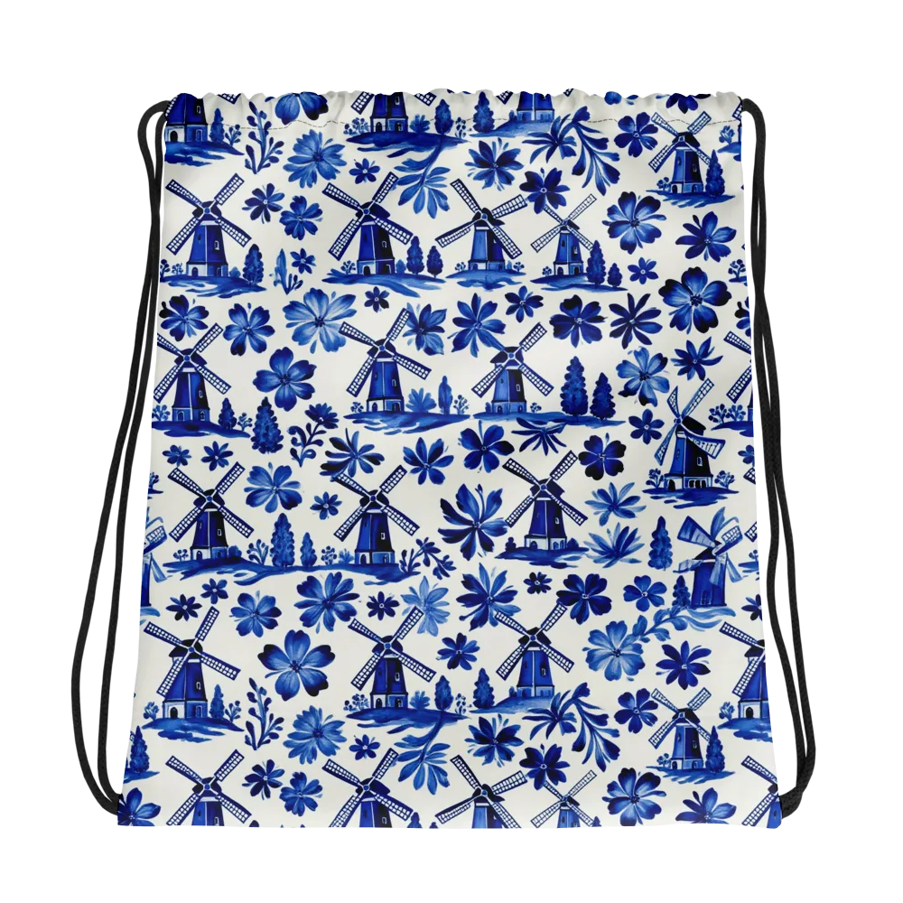 Cobalt Windmill Garden on Drawstring Bag — Photo