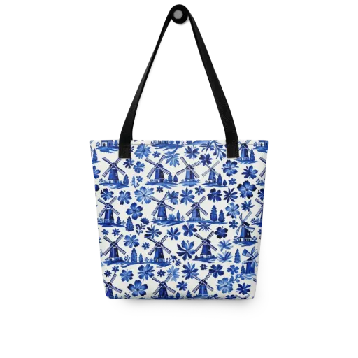 Cobalt Windmill Garden on a Tote Bag