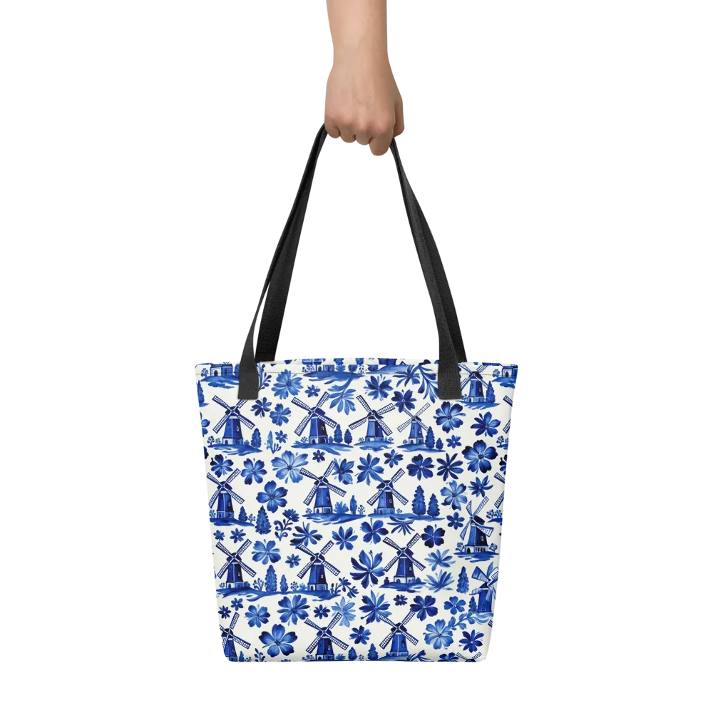 Cobalt Windmill Garden on Tote Bag — Front