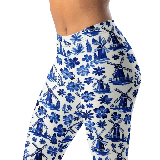 Cobalt Windmill Garden on a Leggings