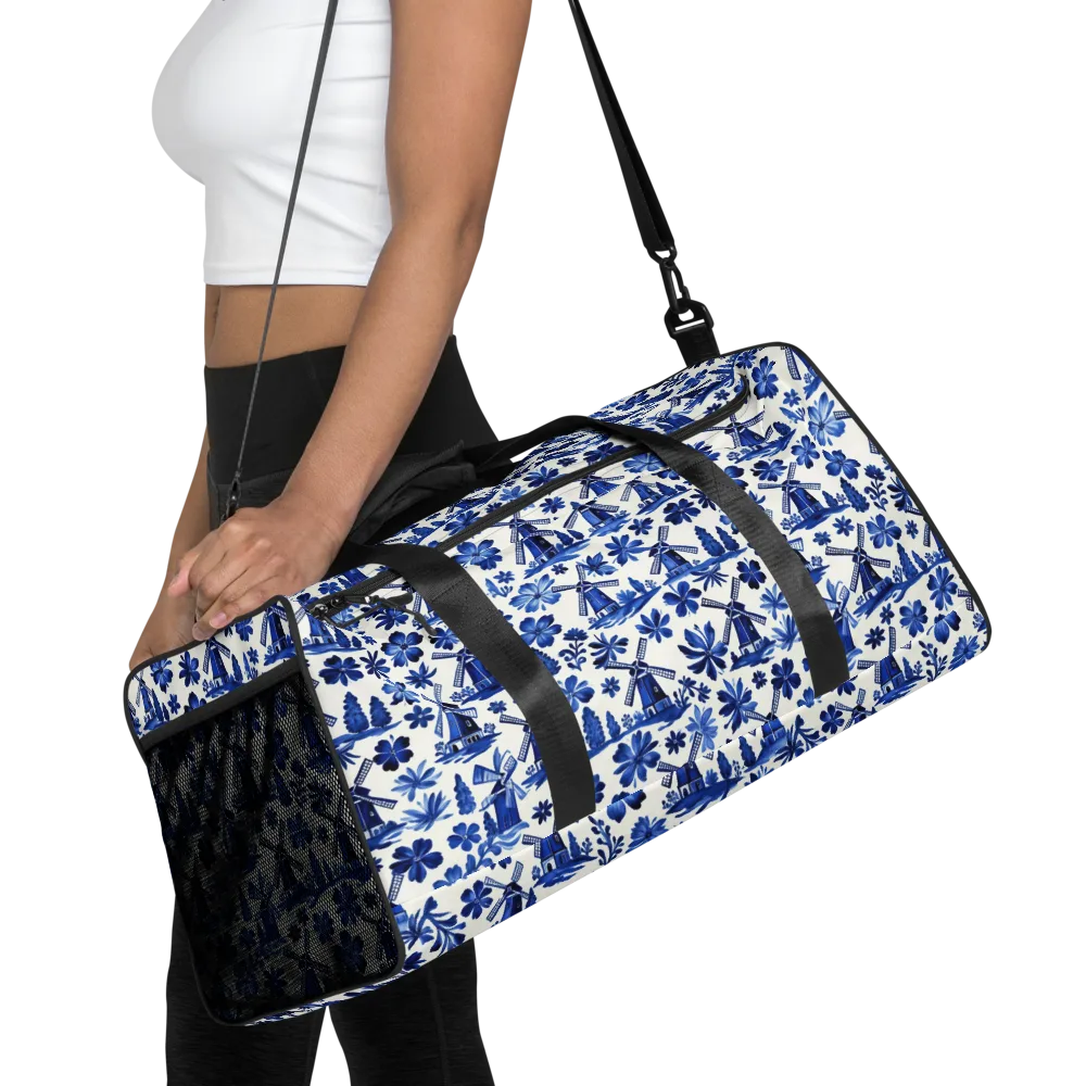 Cobalt Windmill Garden on Duffle Bag — Front