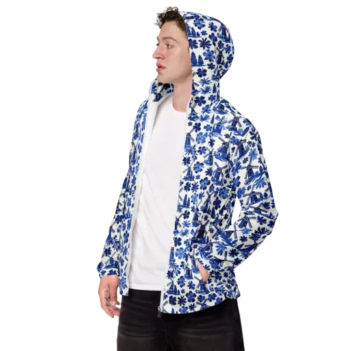Cobalt Windmill Garden on a Men's Windbreaker