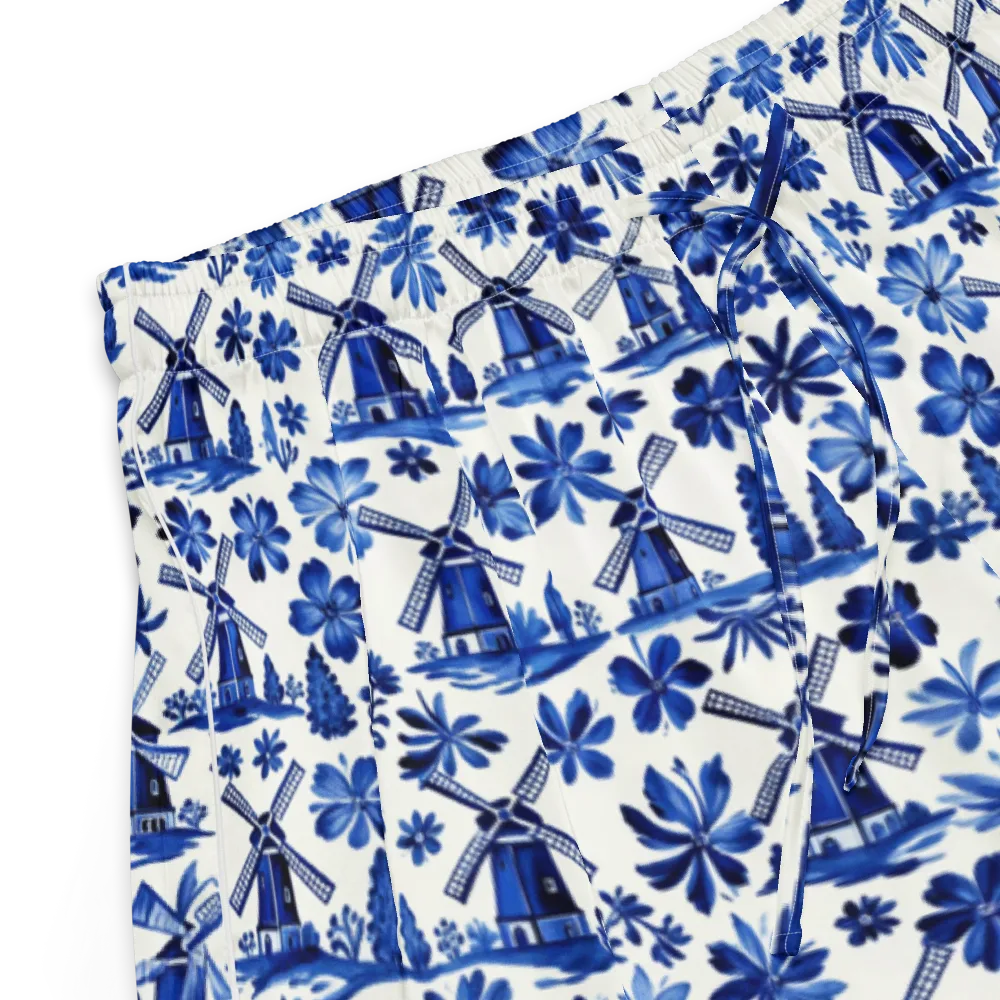 Cobalt Windmill Garden on Women's Pajama Shorts — Product details