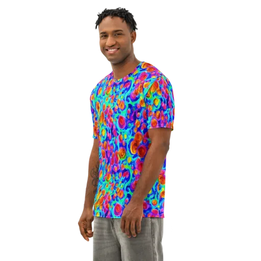 Molten Confetti on a Men's Cotton Crew Neck T-Shirt