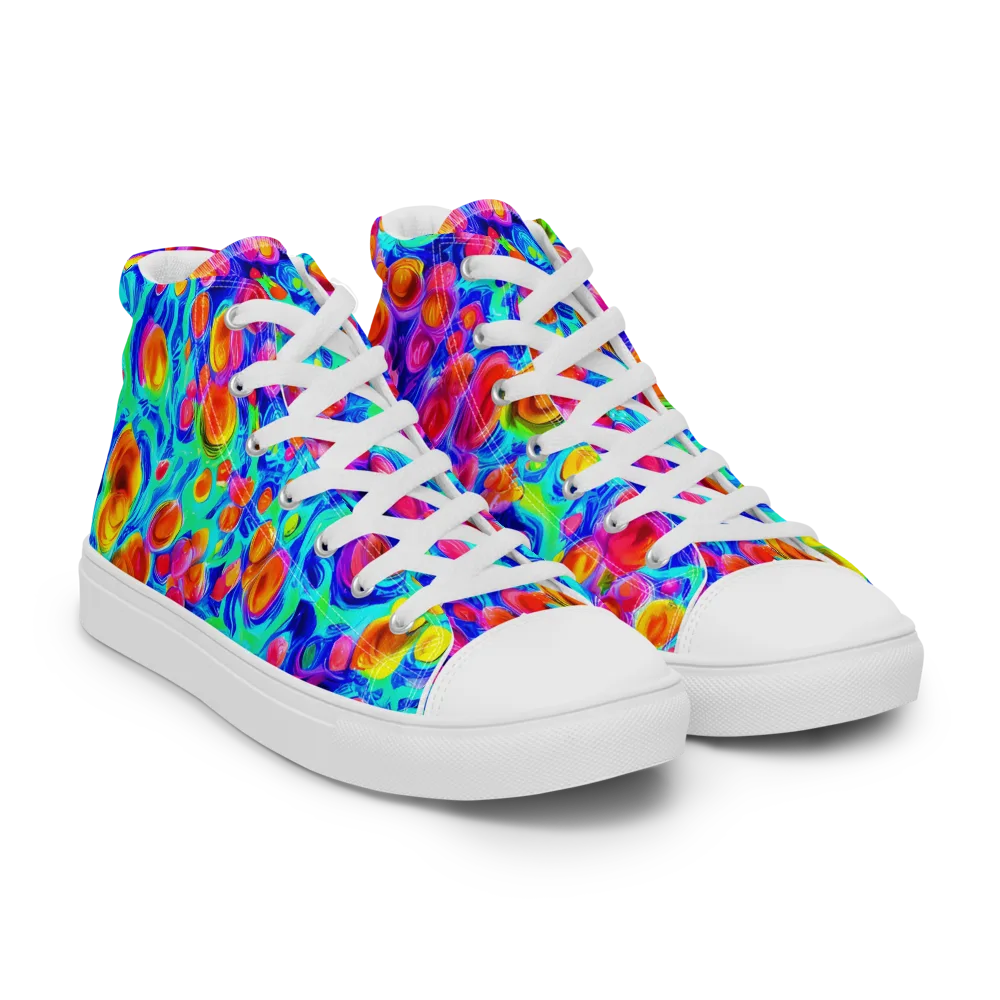 Molten Confetti on Men's High Top Canvas Shoes — Right Front
