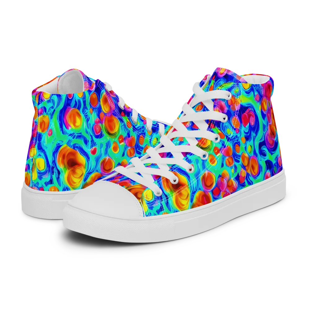 Molten Confetti on Men's High Top Canvas Shoes — Left