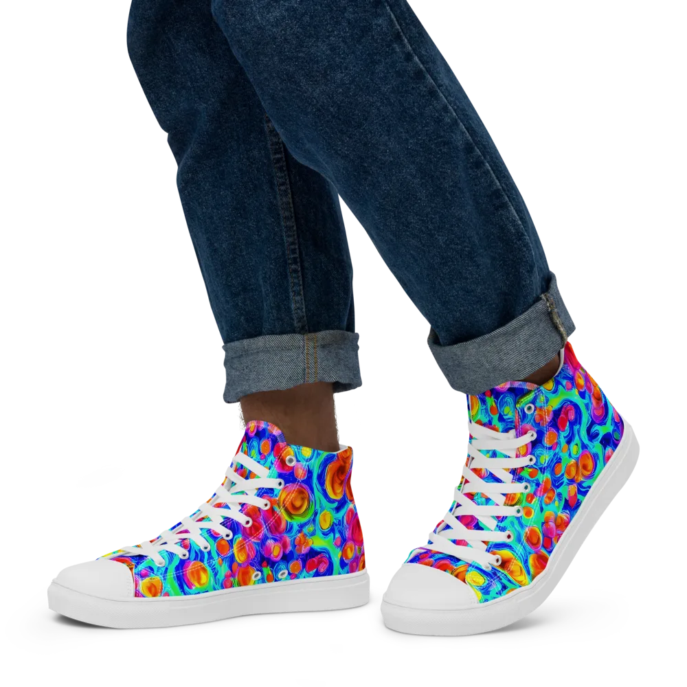 Molten Confetti on Men's High Top Canvas Shoes — Left