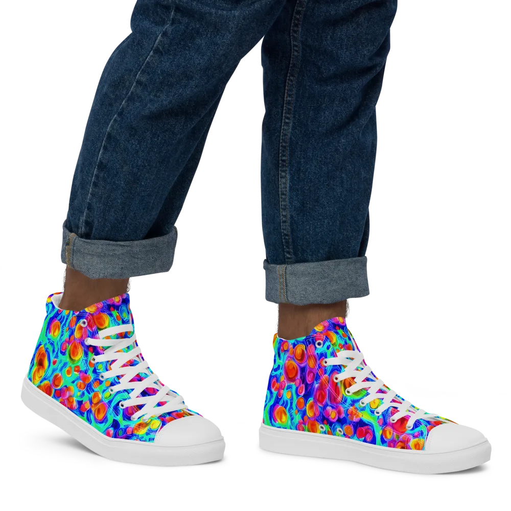 Molten Confetti on Men's High Top Canvas Shoes — Right