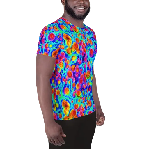 Molten Confetti on a Men's Athletic T-Shirt