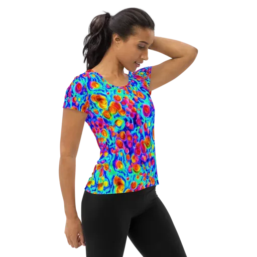 Molten Confetti on a Women's Athletic T-Shirt