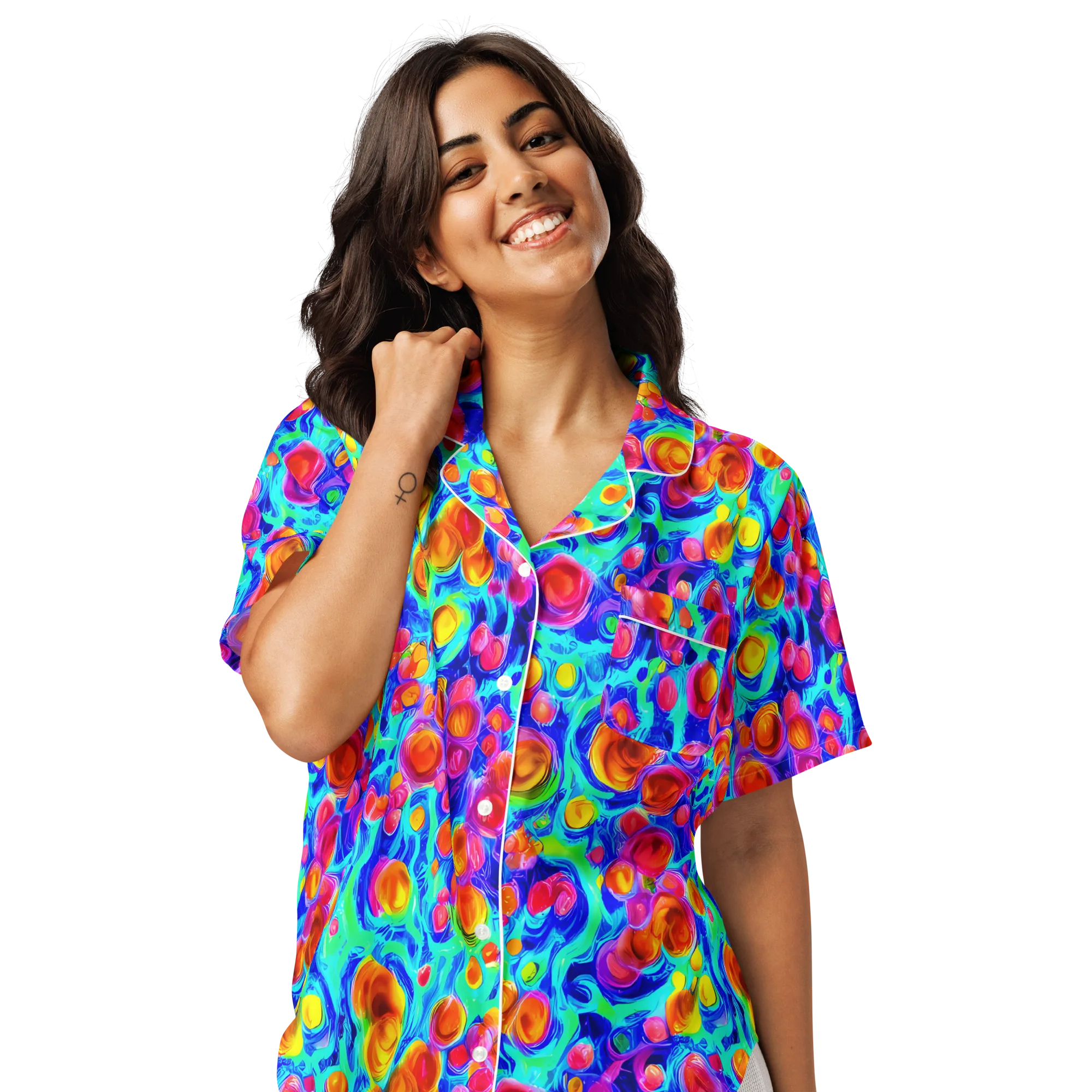 Molten Confetti on Women's Short Sleeve Pajama Top — Front